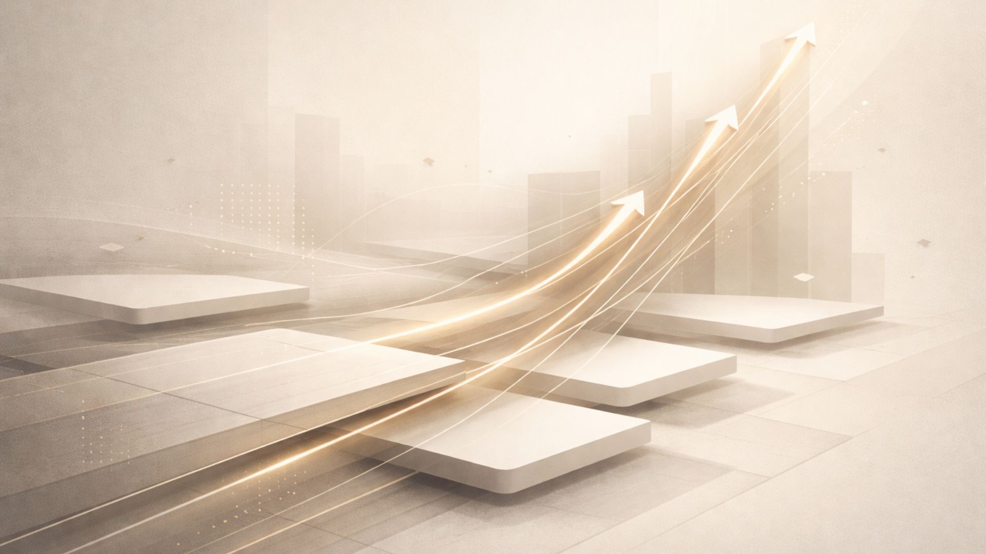 Abstract upward momentum lines representing commercial growth strategy and revenue performance